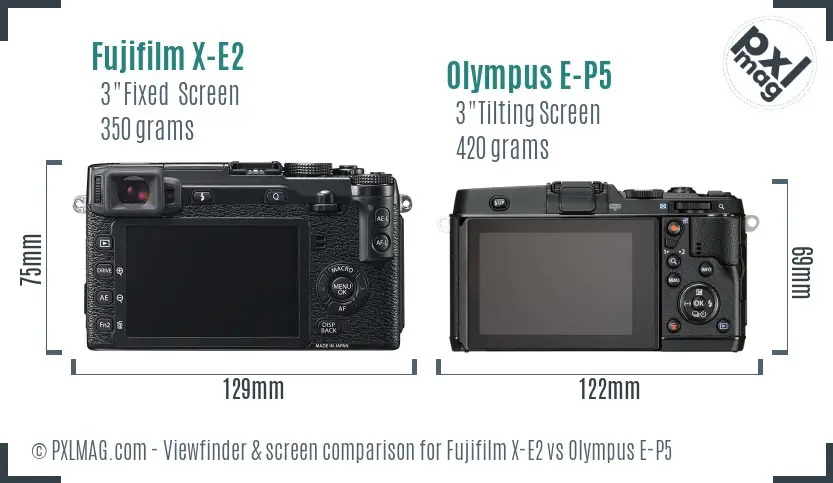 Fujifilm X-E2 vs Olympus E-P5 Screen and Viewfinder comparison Fujifilm X-E2 vs Olympus E-P5 Screen and Viewfinder comparison