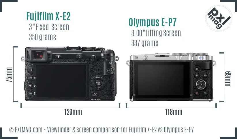 Fujifilm X-E2 vs Olympus E-P7 Screen and Viewfinder comparison