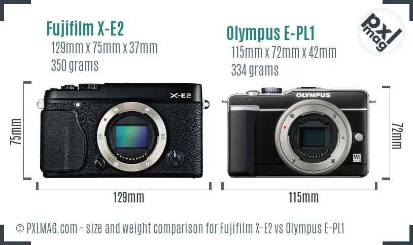 Fujifilm X-E2 vs Olympus E-PL1 size comparison