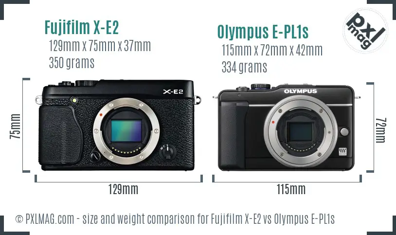 Fujifilm X-E2 vs Olympus E-PL1s size comparison