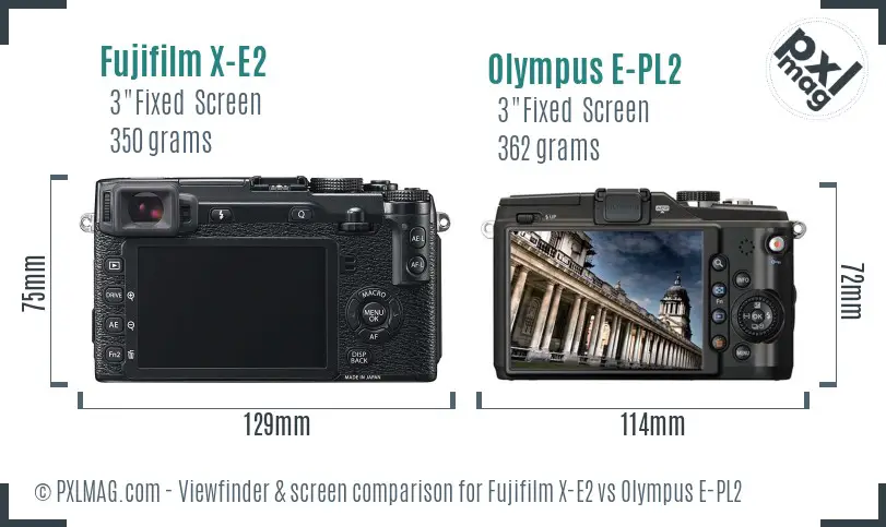 Fujifilm X-E2 vs Olympus E-PL2 Screen and Viewfinder comparison