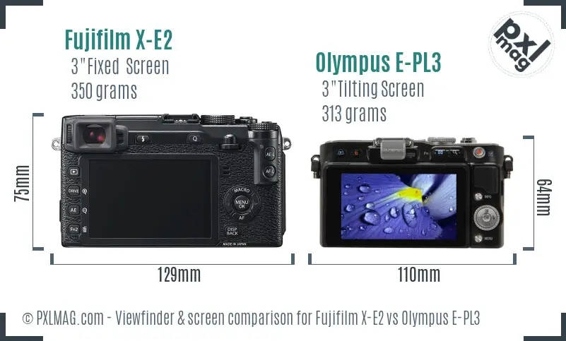 Fujifilm X-E2 vs Olympus E-PL3 Screen and Viewfinder comparison