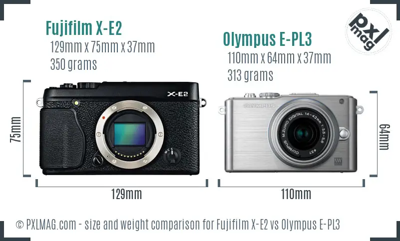Fujifilm X-E2 vs Olympus E-PL3 size comparison