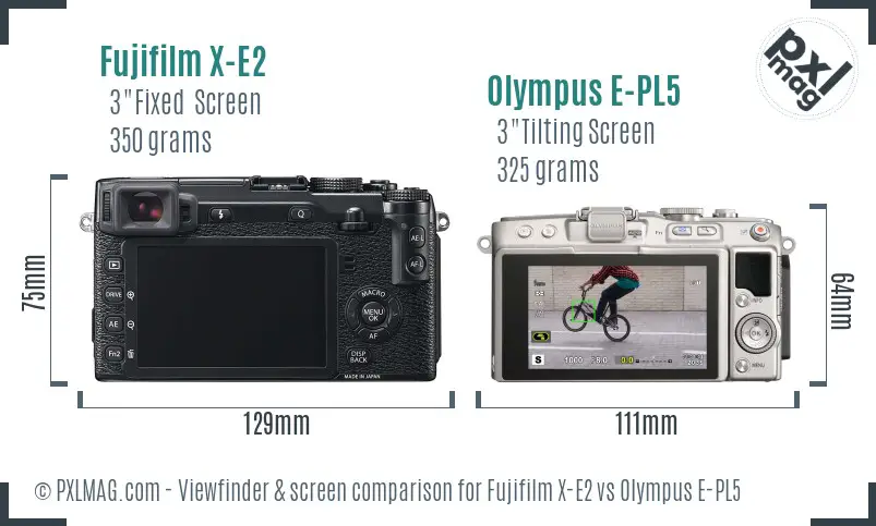 Fujifilm X-E2 vs Olympus E-PL5 Screen and Viewfinder comparison Fujifilm X-E2 vs Olympus E-PL5 Screen and Viewfinder comparison