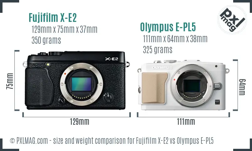 Fujifilm X-E2 vs Olympus E-PL5 size comparison Fujifilm X-E2 vs Olympus E-PL5 size comparison