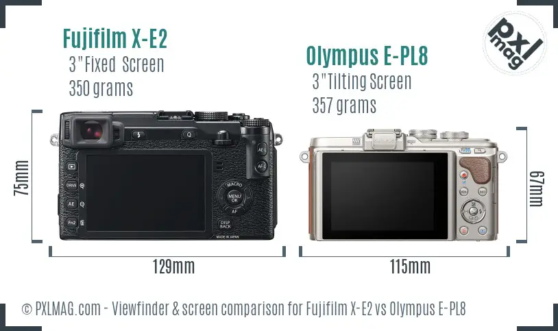 Fujifilm X-E2 vs Olympus E-PL8 Screen and Viewfinder comparison