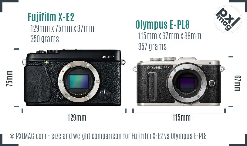 Fujifilm X-E2 vs Olympus E-PL8 size comparison