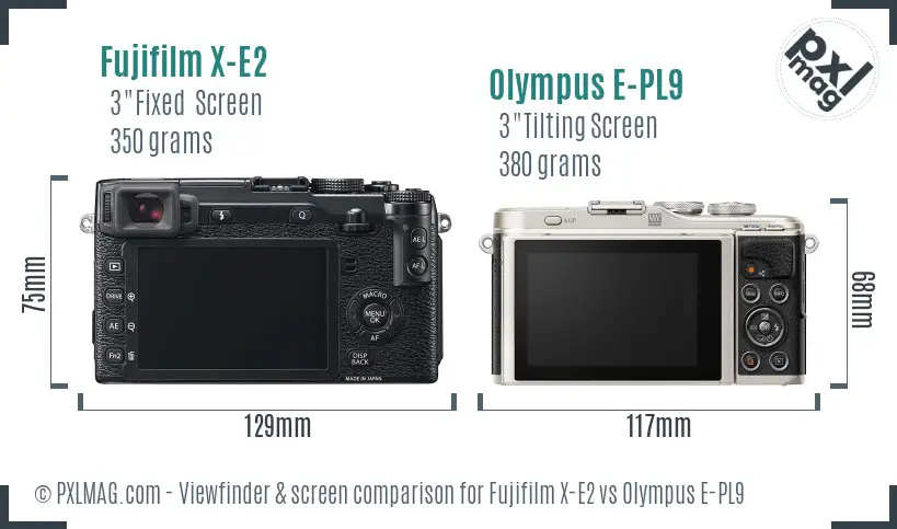 Fujifilm X-E2 vs Olympus E-PL9 Screen and Viewfinder comparison