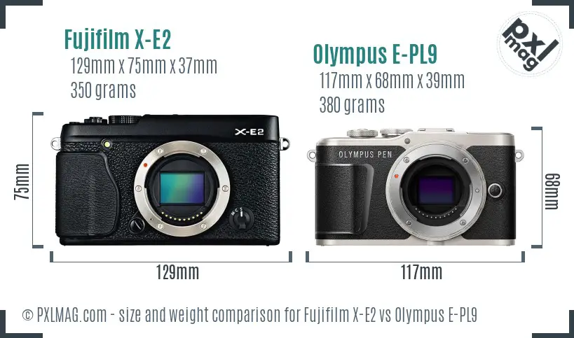 Fujifilm X-E2 vs Olympus E-PL9 size comparison