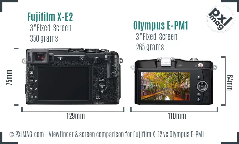 Fujifilm X-E2 vs Olympus E-PM1 Screen and Viewfinder comparison