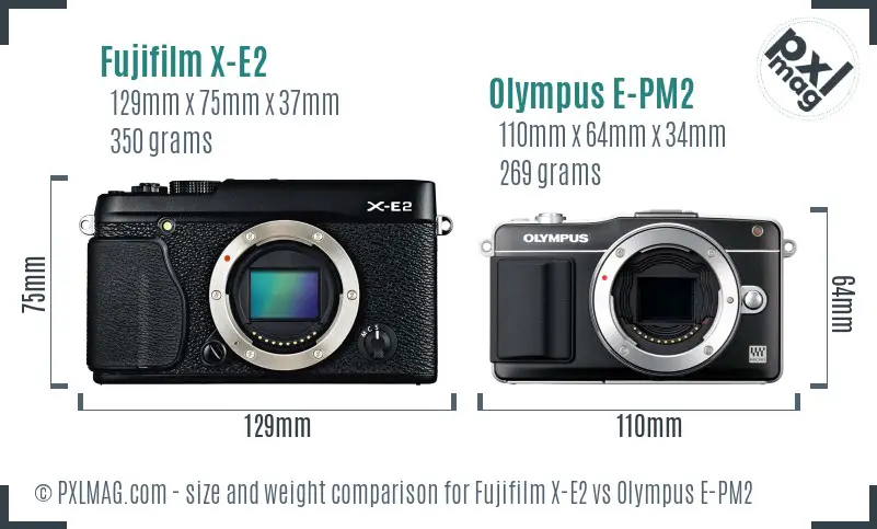 Fujifilm X-E2 vs Olympus E-PM2 size comparison