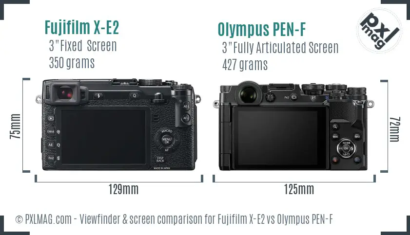 Fujifilm X-E2 vs Olympus PEN-F Screen and Viewfinder comparison