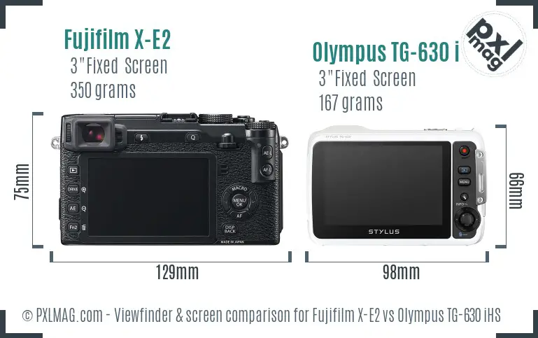 Fujifilm X-E2 vs Olympus TG-630 iHS Screen and Viewfinder comparison