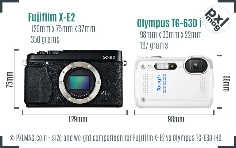 Fujifilm X-E2 vs Olympus TG-630 iHS size comparison