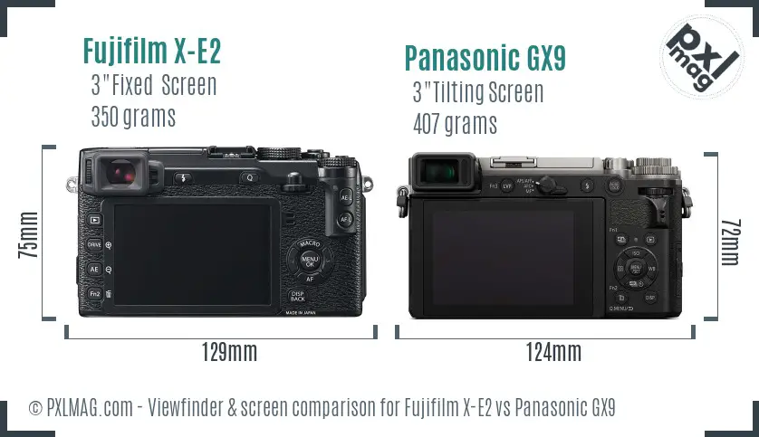 Fujifilm X-E2 vs Panasonic GX9 Screen and Viewfinder comparison