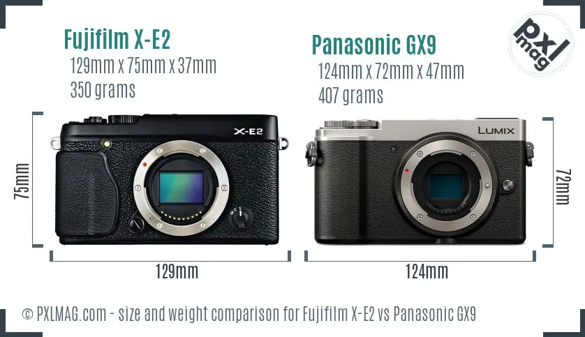 Fujifilm X-E2 vs Panasonic GX9 size comparison