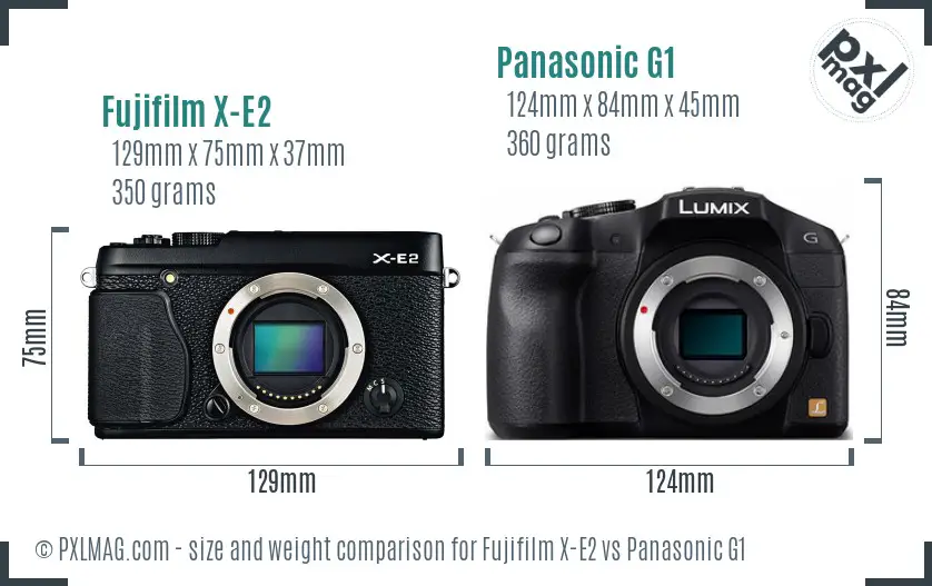 Fujifilm X-E2 vs Panasonic G1 size comparison