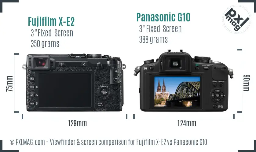 Fujifilm X-E2 vs Panasonic G10 Screen and Viewfinder comparison
