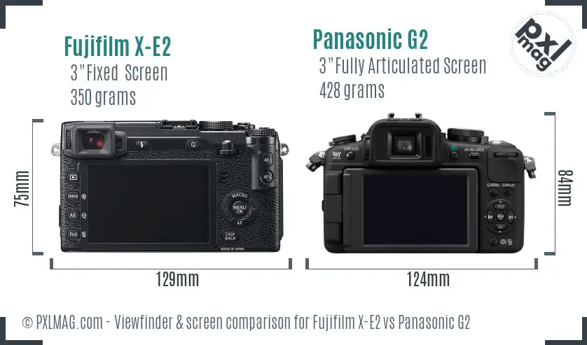 Fujifilm X-E2 vs Panasonic G2 Screen and Viewfinder comparison