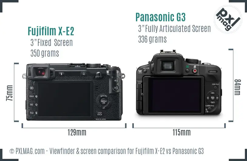 Fujifilm X-E2 vs Panasonic G3 Screen and Viewfinder comparison