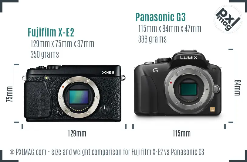 Fujifilm X-E2 vs Panasonic G3 size comparison
