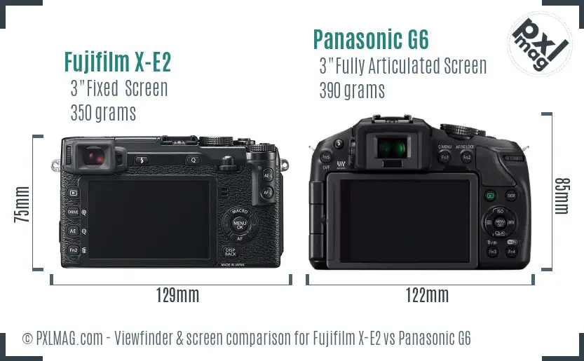 Fujifilm X-E2 vs Panasonic G6 Screen and Viewfinder comparison