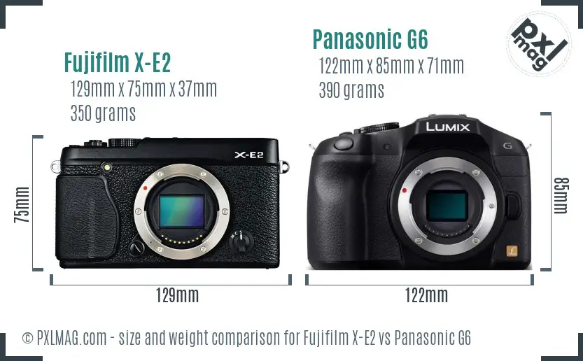 Fujifilm X-E2 vs Panasonic G6 size comparison