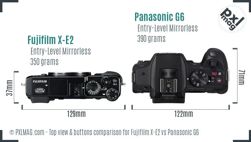 Fujifilm X-E2 vs Panasonic G6 top view buttons comparison