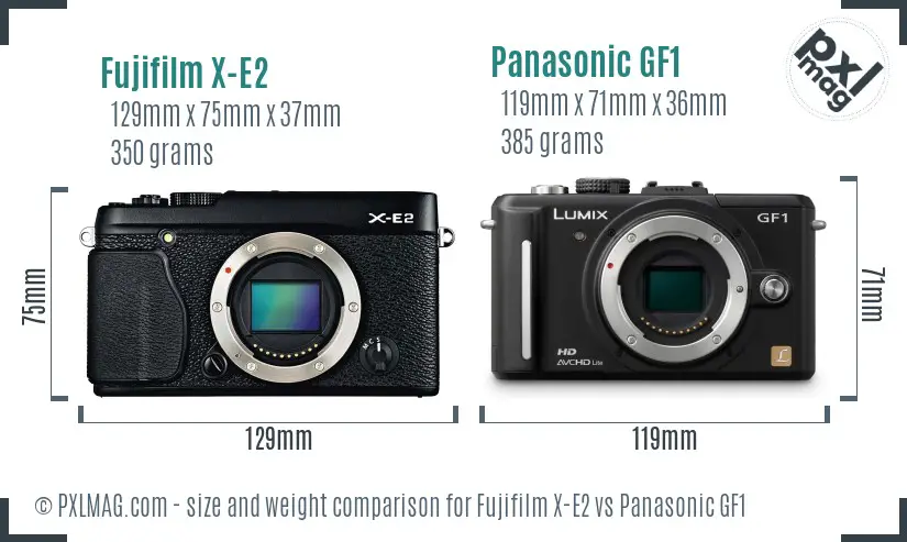 Fujifilm X-E2 vs Panasonic GF1 size comparison