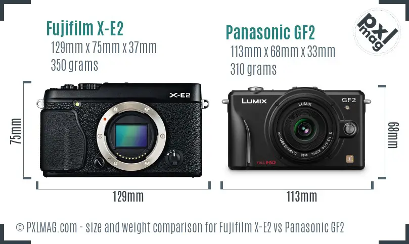 Fujifilm X-E2 vs Panasonic GF2 size comparison