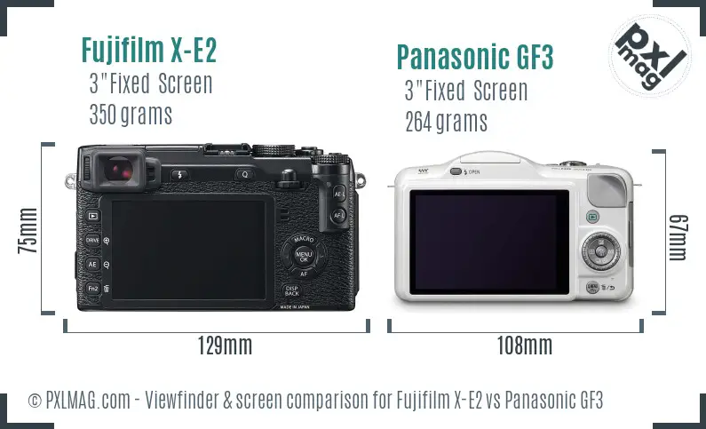Fujifilm X-E2 vs Panasonic GF3 Screen and Viewfinder comparison