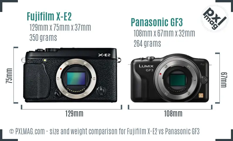 Fujifilm X-E2 vs Panasonic GF3 size comparison