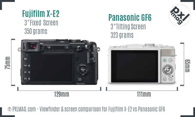 Fujifilm X-E2 vs Panasonic GF6 Screen and Viewfinder comparison Fujifilm X-E2 vs Panasonic GF6 Screen and Viewfinder comparison