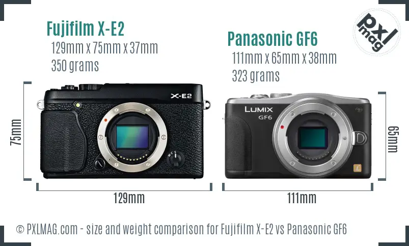 Fujifilm X-E2 vs Panasonic GF6 size comparison Fujifilm X-E2 vs Panasonic GF6 size comparison