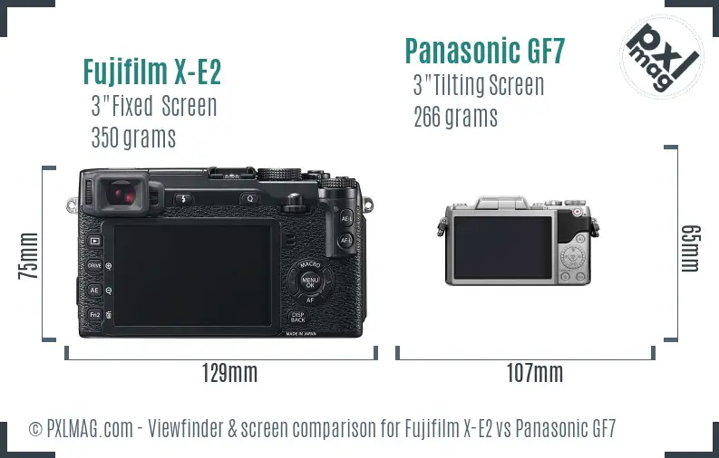 Fujifilm X-E2 vs Panasonic GF7 Screen and Viewfinder comparison
