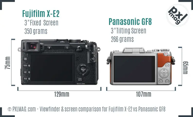 Fujifilm X-E2 vs Panasonic GF8 Screen and Viewfinder comparison