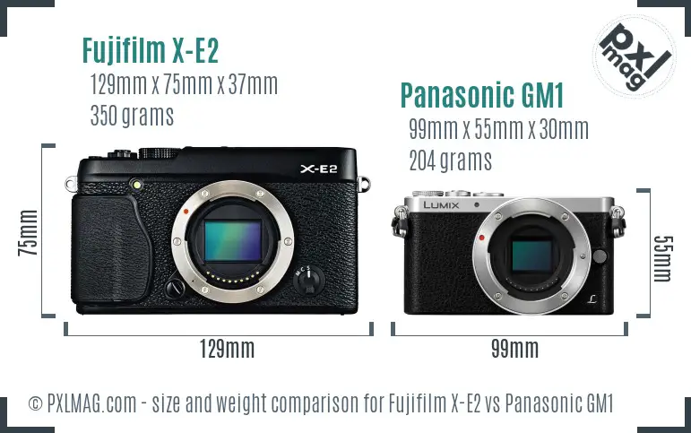 Fujifilm X-E2 vs Panasonic GM1 size comparison Fujifilm X-E2 vs Panasonic GM1 size comparison