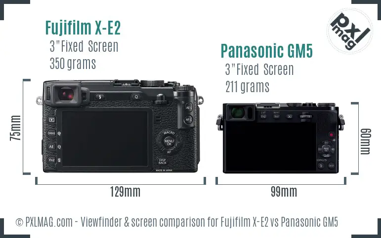 Fujifilm X-E2 vs Panasonic GM5 Screen and Viewfinder comparison