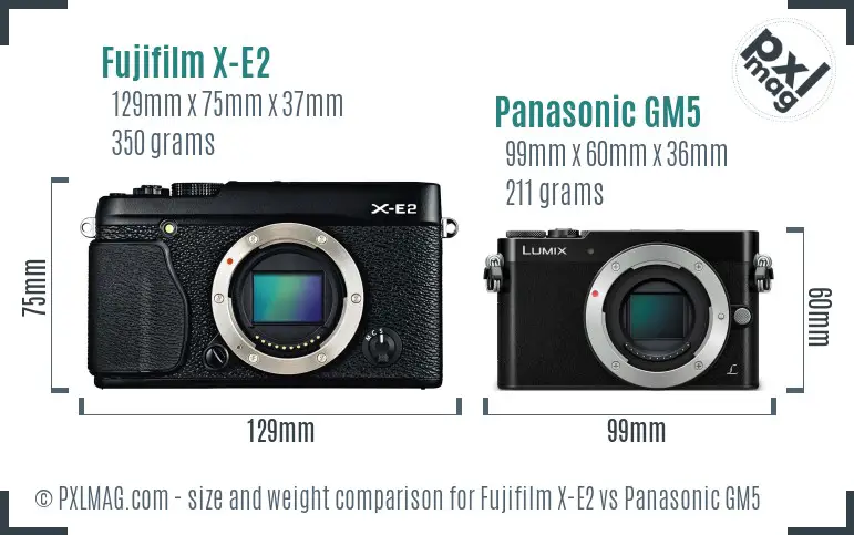 Fujifilm X-E2 vs Panasonic GM5 size comparison