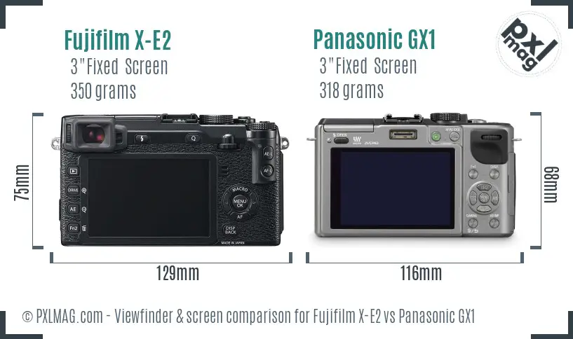 Fujifilm X-E2 vs Panasonic GX1 Screen and Viewfinder comparison