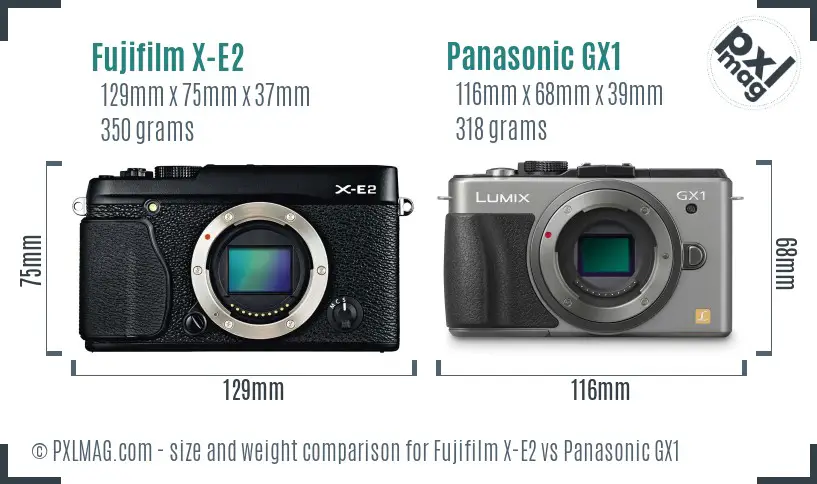 Fujifilm X-E2 vs Panasonic GX1 size comparison