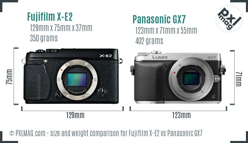 Fujifilm X-E2 vs Panasonic GX7 size comparison