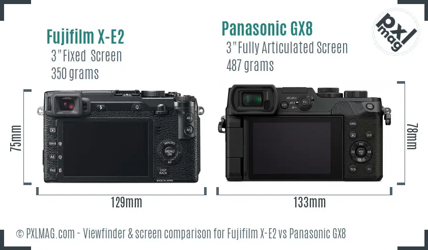 Fujifilm X-E2 vs Panasonic GX8 Screen and Viewfinder comparison Fujifilm X-E2 vs Panasonic GX8 Screen and Viewfinder comparison