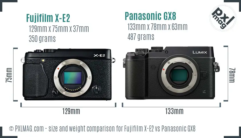 Fujifilm X-E2 vs Panasonic GX8 size comparison Fujifilm X-E2 vs Panasonic GX8 size comparison