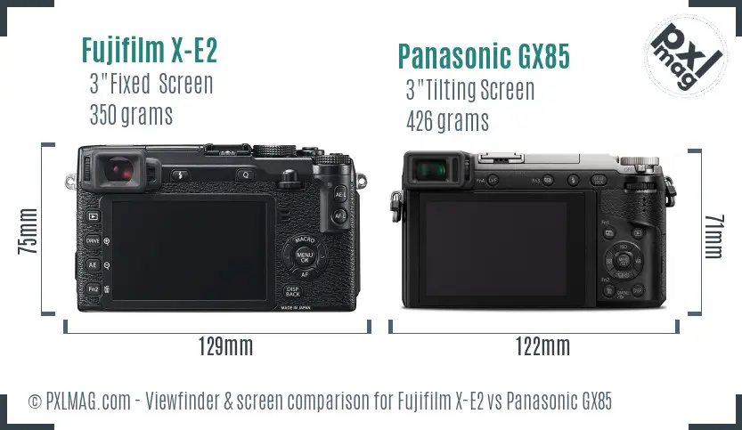 Fujifilm X-E2 vs Panasonic GX85 Screen and Viewfinder comparison