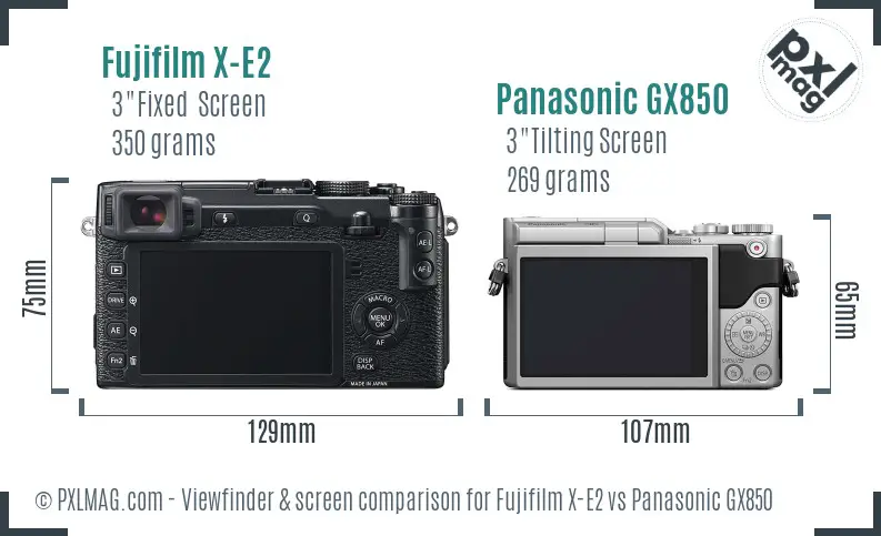 Fujifilm X-E2 vs Panasonic GX850 Screen and Viewfinder comparison