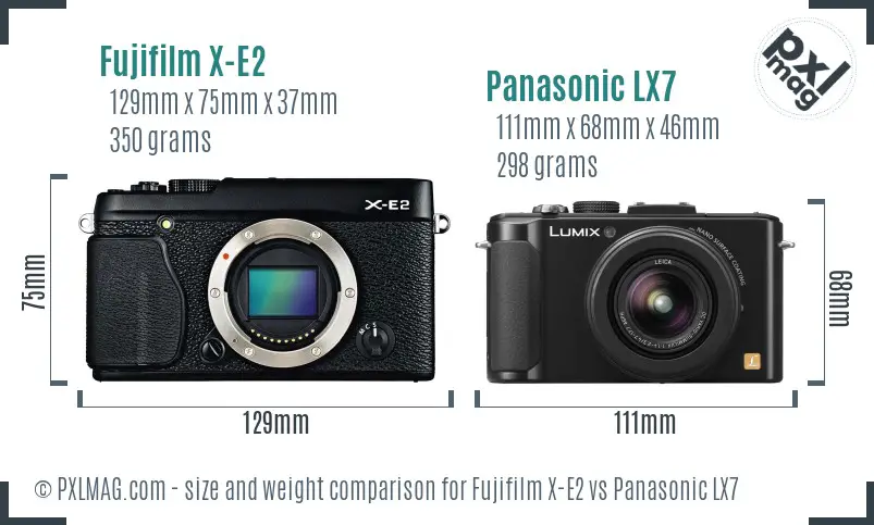 Fujifilm X-E2 vs Panasonic LX7 size comparison