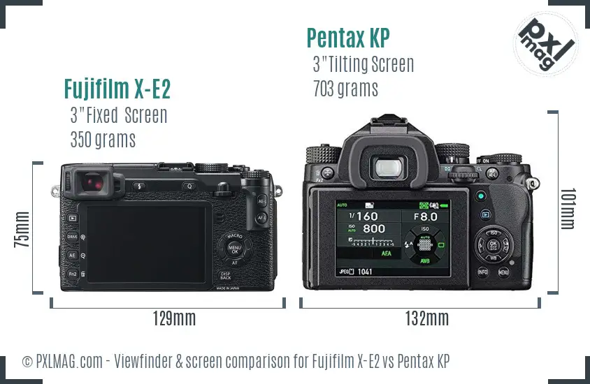 Fujifilm X-E2 vs Pentax KP Screen and Viewfinder comparison