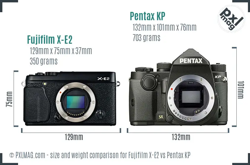 Fujifilm X-E2 vs Pentax KP size comparison