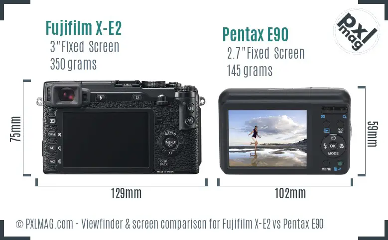 Fujifilm X-E2 vs Pentax E90 Screen and Viewfinder comparison